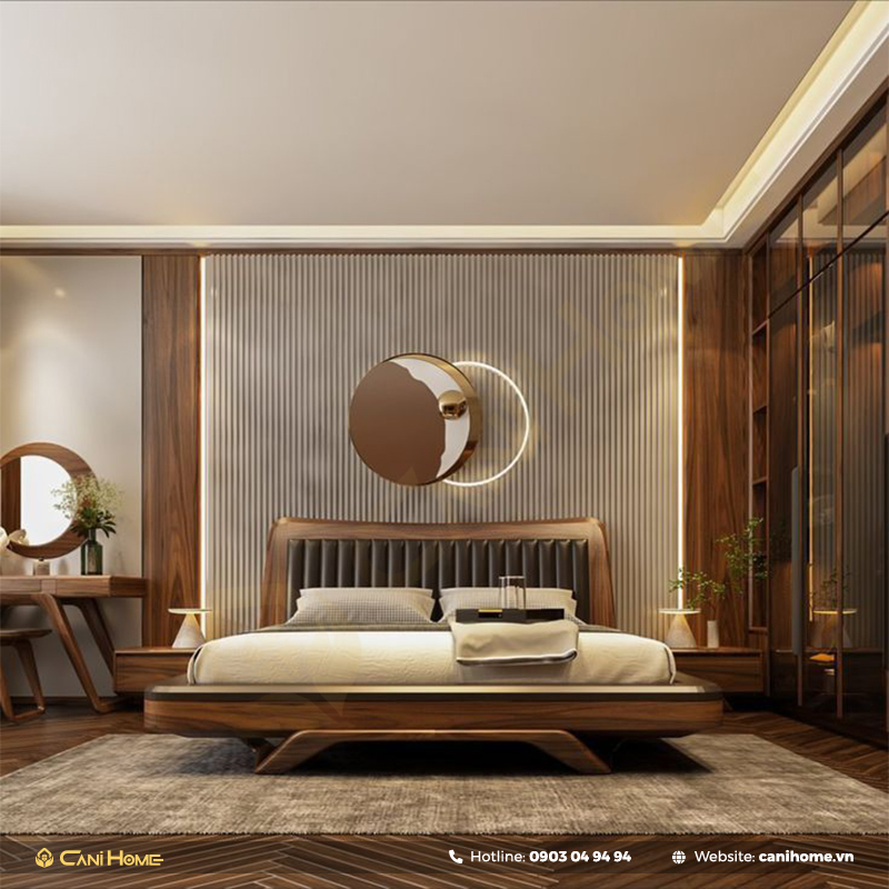 mẫu giường ngủ gỗ óc chó sang trọng