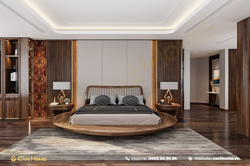 mẫu giường gỗ óc chó sang trọng