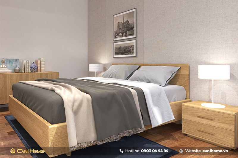 giường gỗ pơ mu tân cổ điển