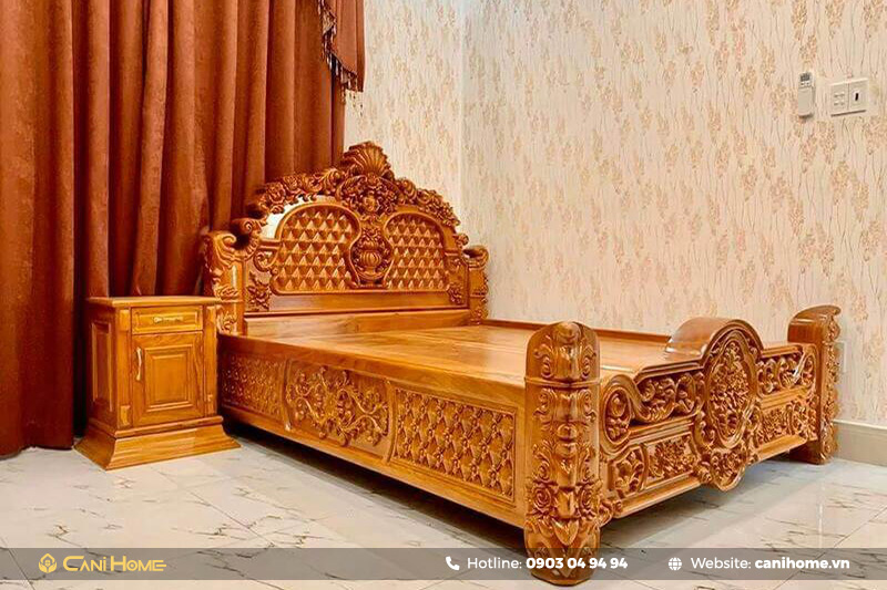 giường gỗ pơ mu đa năng