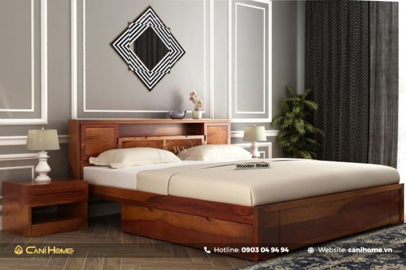 mẫu giường ngủ gỗ lát giá rẻ