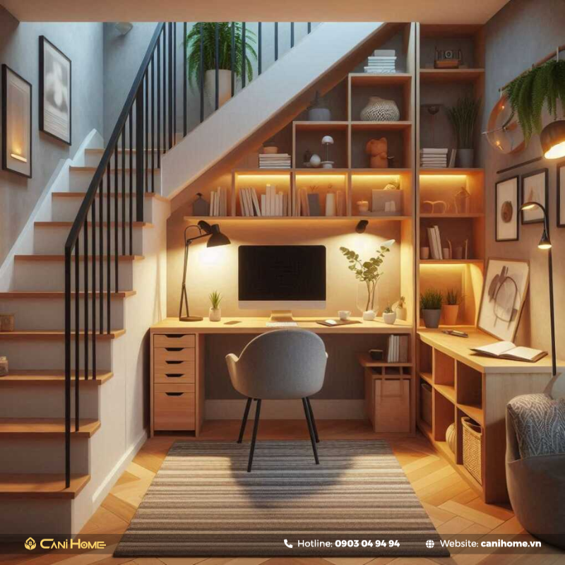 tủ gầm cầu thang phòng khách hcm