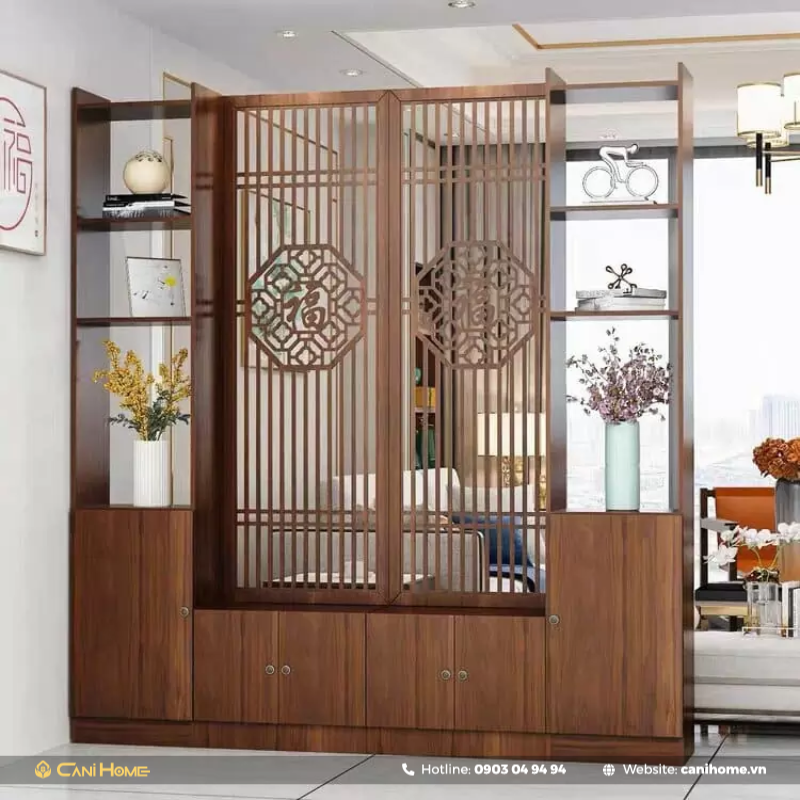 vách ngăn giữa phòng thờ với phòng khách hợp phong thủy