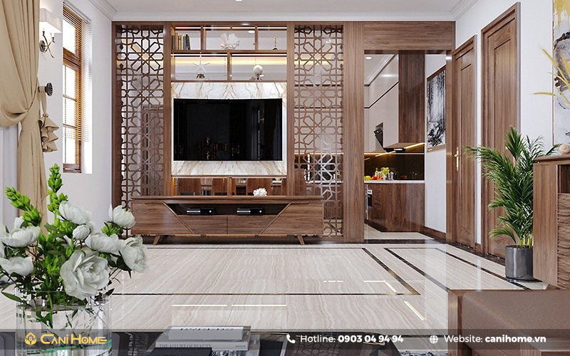 vách ngăn gỗ phòng thờ với phòng khách giá rẻ