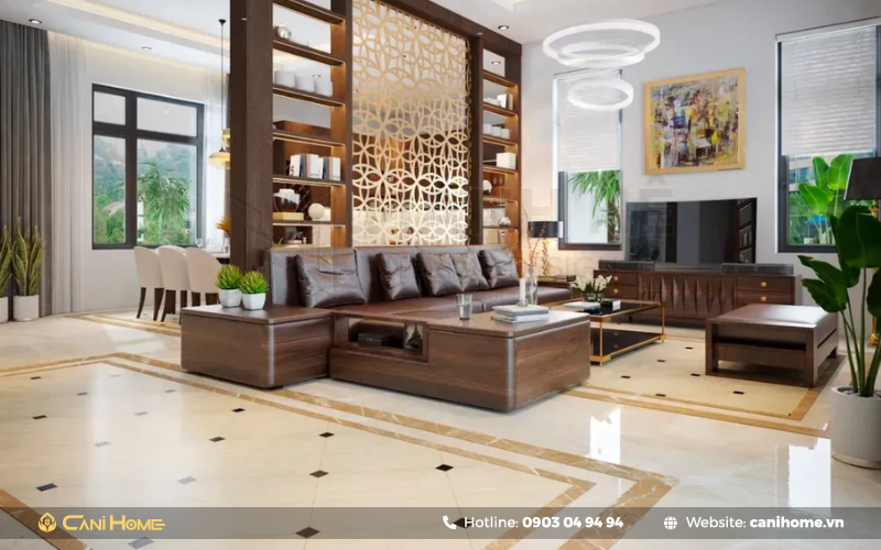 vách ngăn gỗ phòng thờ với phòng khách đẹp nhất
