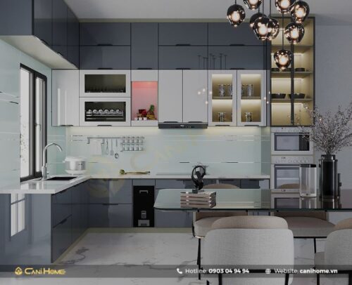 TỦ BẾP NHÔM CÁNH KÍNH SANG TRỌNG HIỆN ĐẠI - Ảnh 6